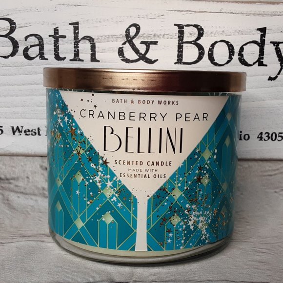 Bath & Body Works Other - BATH & BODY WORKS 'CRANBERRY PEAR BELLINI' 3~WICK CANDLE DECORATIVE WRAP